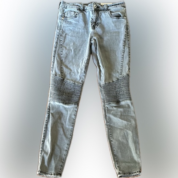 Pistola | Audrey moto skinny jeans low rise washed black denim ribbed knees - Picture 2 of 13